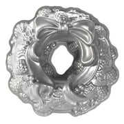 Angle View: Nordic Ware Holiday Wreath Bundt Pan, Cast Aluminum, 9 Cup Capacity, Silver