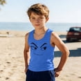 thumbnail image 2 of Boys Sleeveless Manga Tank Top - Soft Stretchy 95 Polyester 5 Spandex Breathable Summer Shirt for Kids, Cool Blue,Size 14 T, 2 of 6