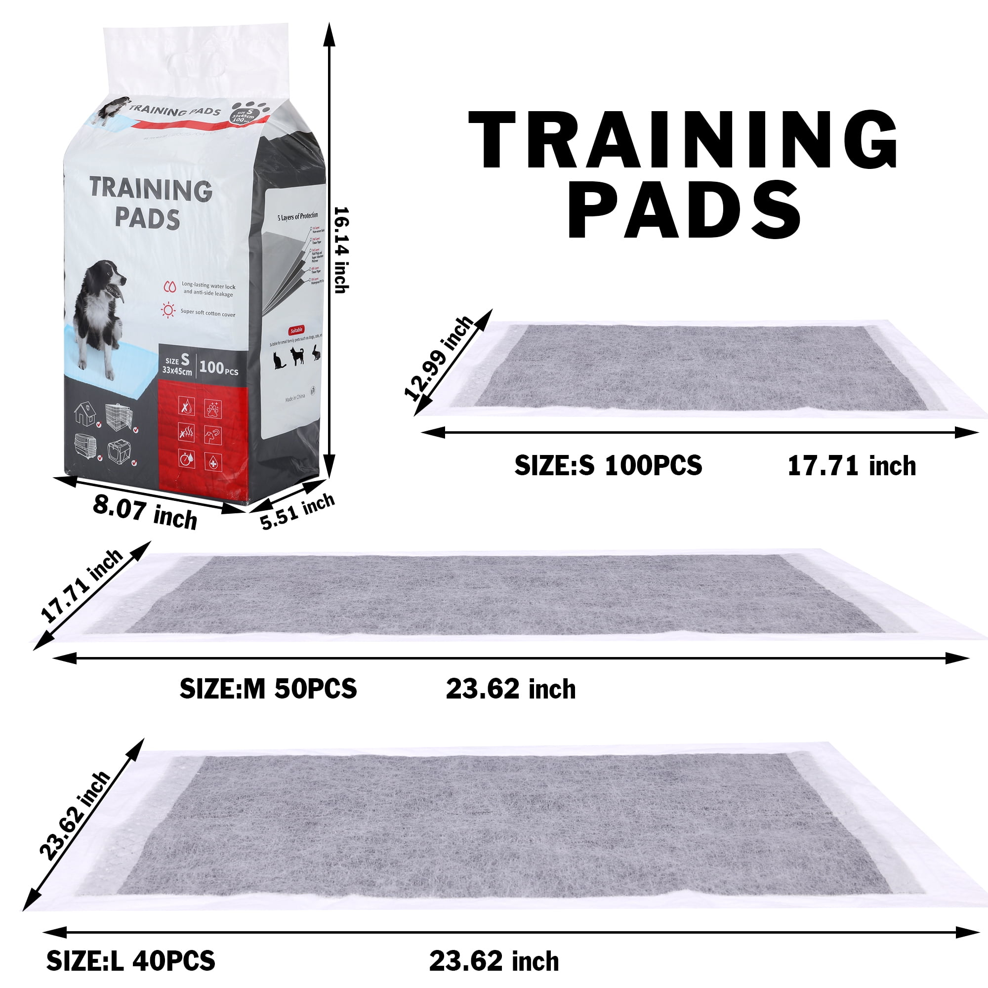 Disposable Pet Pee Pads All-Absorb Black Carbon Cage Liners Odor-Control Bunny Training Accessories with Quick-Dry Surface for Rabbits Guinea Pigs Hedgehogs Puppy Small Animals