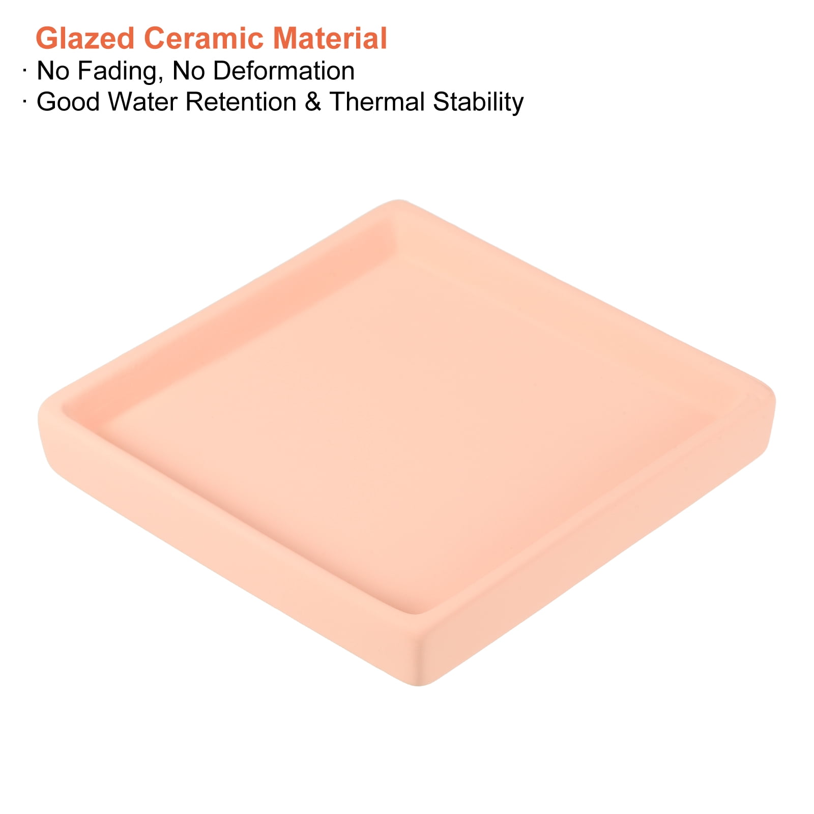 Unique Bargains Ceramic Square Planter Saucer Flower Drip Tray Coaster, 2 Pack Pink 5"