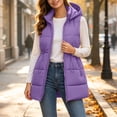 thumbnail image 2 of Levmjia Women's Hooded Vest Zip Up Quilted Padded Gilet Detachable Hood Drawstring Waist Sleeveless Outerwear with Pockets, 2 of 5