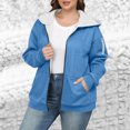 thumbnail image 2 of Womens Oversized Hoodies Large Size Solid Color Zipper Plus Velvet Thickened Sweater Drop Shoulder Long Sleeve Jacket Sweatshirts Fall Fashion 2025 Sweaters Winter Clothes Blue 4XL, 2 of 9