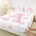 thumbnail image 3 of Manfei Letter A Monogrammed Twin Sheet Sets,Cute Bow Knot Twin Fitted Sheet,Pink Glitter Print Flat Sheet For Girl,Microfiber Room Decorative,3 Pieces, 3 of 7