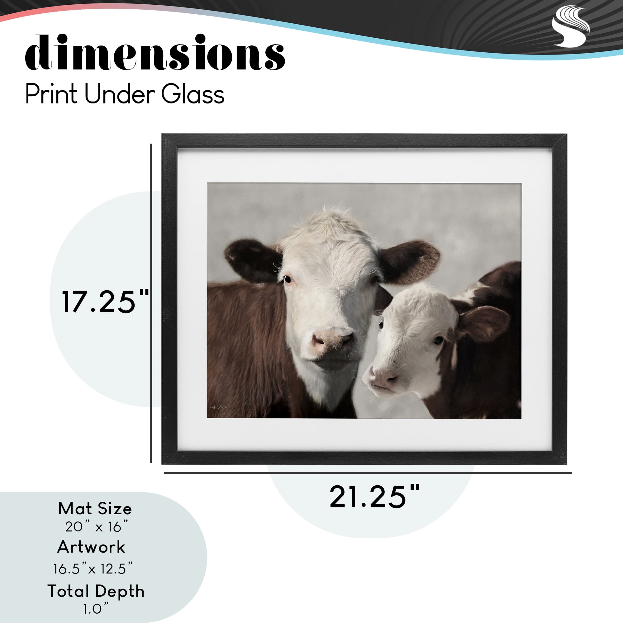 Stupell Industries Mommy & Me Cows Black Framed Print Under Glass, design by Lori Deiter