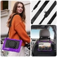 thumbnail image 6 of Case for Samsung Galaxy Tab S10 Lite/S10 FE/S9 FE/S9, 360 Rotating Stand Handle Shoulder Strap Heavy Duty Shockproof Cover, Purple, 6 of 7