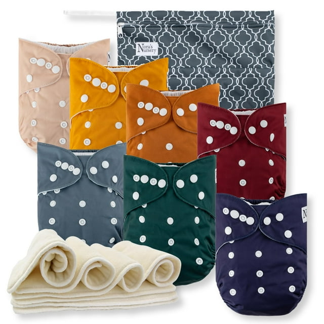 Set de 7 pañales de tela con insertos y bolsa impermeable Nora's Nursery