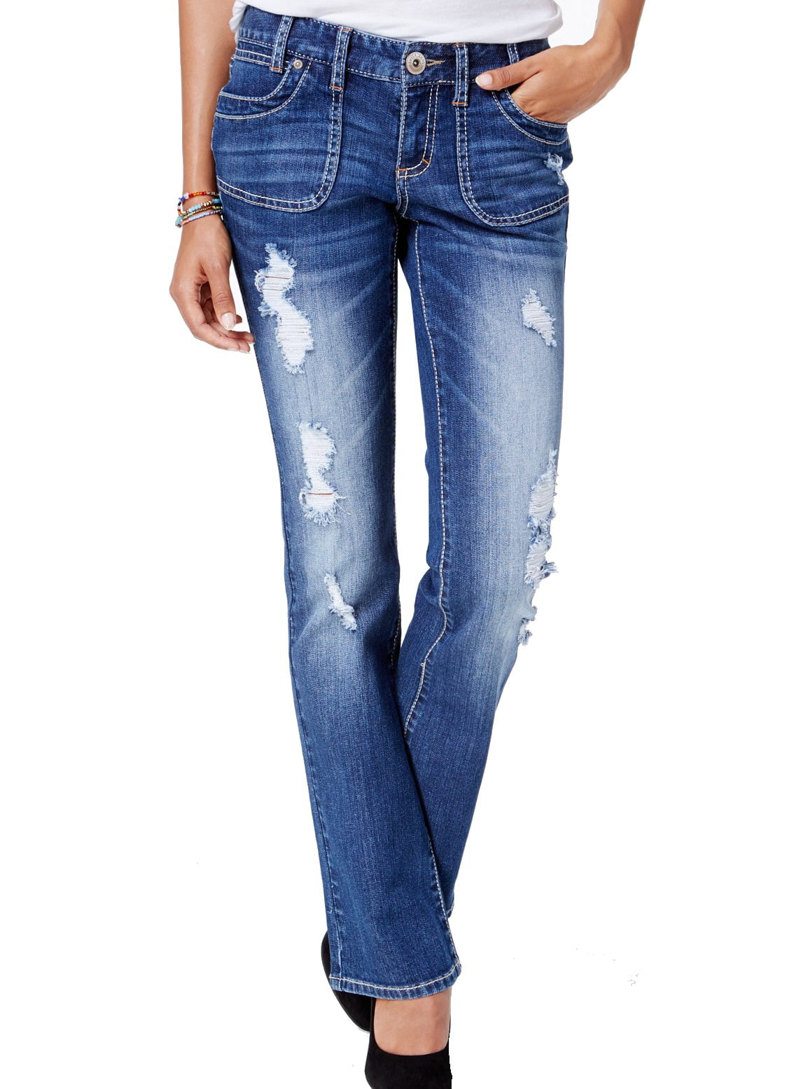 Ariya Jeans - Ariya Jeans NEW Blue Size 3 Junior Distressed Curvy Slim ...