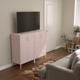 thumbnail image 5 of Marcree Metal Storage Cabinet, 2 Doors Accent Cabinet, Sideboard Cabinet with Adjustable Shelves, Morden Locker Cabinets with Feet for Living Room, Kitchen Pantry, Office, Pink, 5 of 9