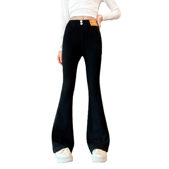 Ruyang Bell Bottom Jeans for Girls Flare Denim Pants High Waisted Stretchy Fit Bootcut Trouser Teen Kids Fashion Casual Cute Clothes