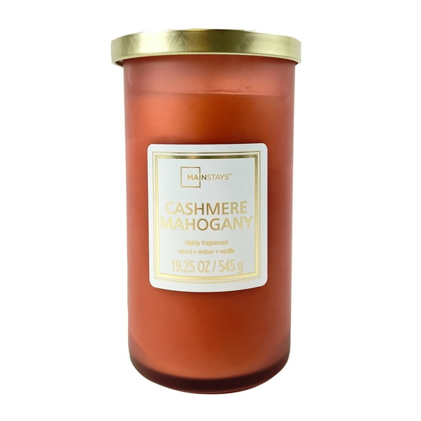 Mainstays Cashmere Mahogany Scented SingleWick Frosted Jar Candle, 19.
