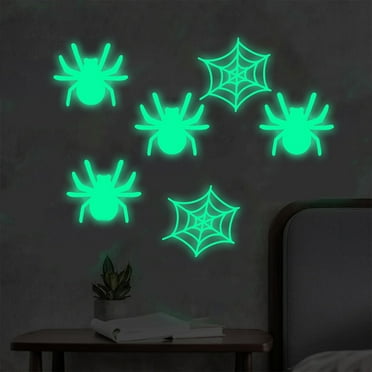 Skegnu Halloween Decor Halloween Luminous Fluorescent Spider Wall Stickers Living Room Bedroom Wall Decoration Stickers Holiday Layout Stickers Halloween Gifts