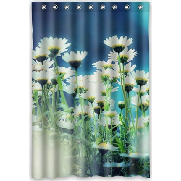 HelloDecor Daisy Flower Shower Curtain Polyester Fabric Bathroom