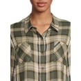 thumbnail image 4 of No Boundaries Juniors' Button-Front Plaid Shirt, 4 of 5