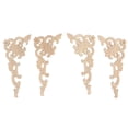 thumbnail image 1 of Lot de 4 appliques d'angle décoratives en bois sculpté pour porte d'armoire, lit, armoire, meubles, 1 of 4