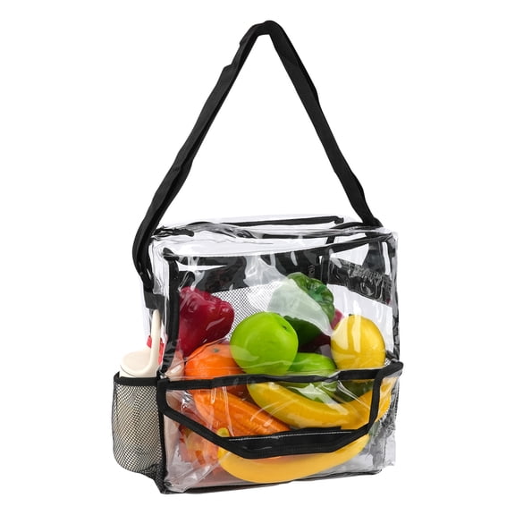 YSTDHL Clear Lunch Bag with Adjustable Strap, Stadium Approved Tote Bag with Zipper Closure, Transparent Crossbody Messenger Shoulder Bag for Work, Sports Games, Picnic, 10x6.5x12
