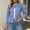 Blue, variant on QIYAGBSA Denim Jacket for Women Soft Collarless Button Down Peplum Ruffle Hem Long Sleeve Slim Fit Fall Casual Outerwear Stretch Layer Everyday Wear (Blue, M)