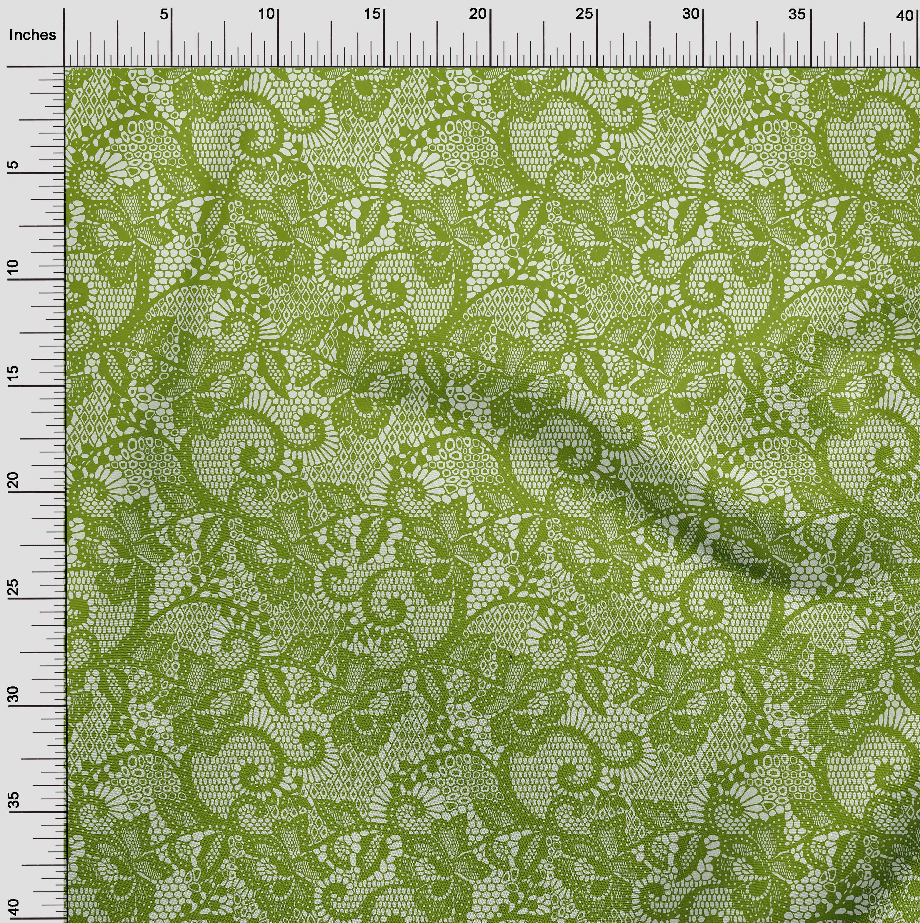 oneOone Cotton Jersey Light Green Fabric Lace Floral Craft Projects Decor Fabric Printed By The Yard 58 Inch Wide