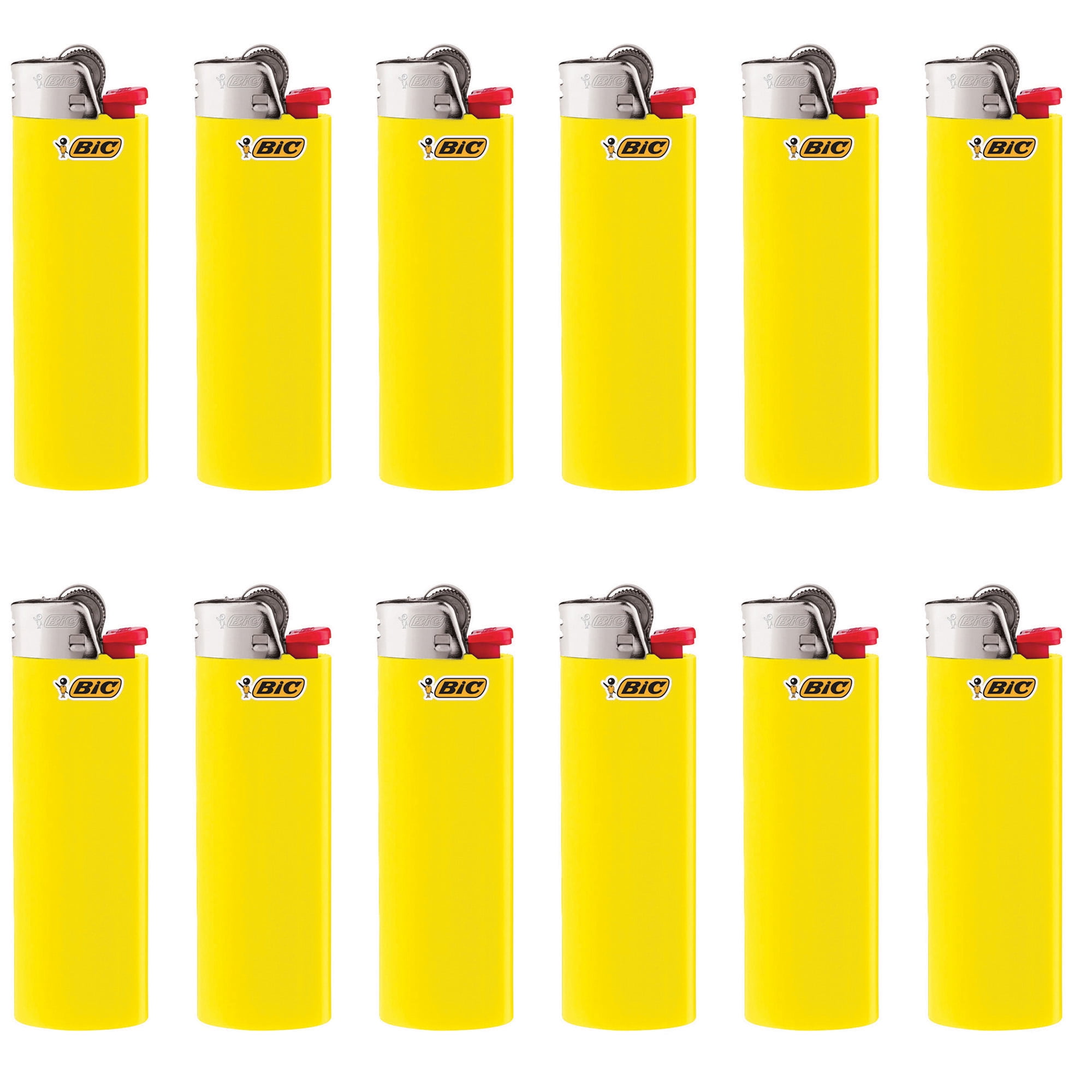 BIC Classic Lighter, Yellow, 12-Pack of Pocket Lighters, Safe and Reliable
