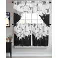 thumbnail image 3 of Black White Kitchen Curtains Swag Valance and Tier Curtains Set 24 Inch Length, Abstract Graffiti Paint Country Retro Tribal Rod Pocket Drape Panels Pair Swag Curtains for Bathroom/Cafe/Window, 3 of 6