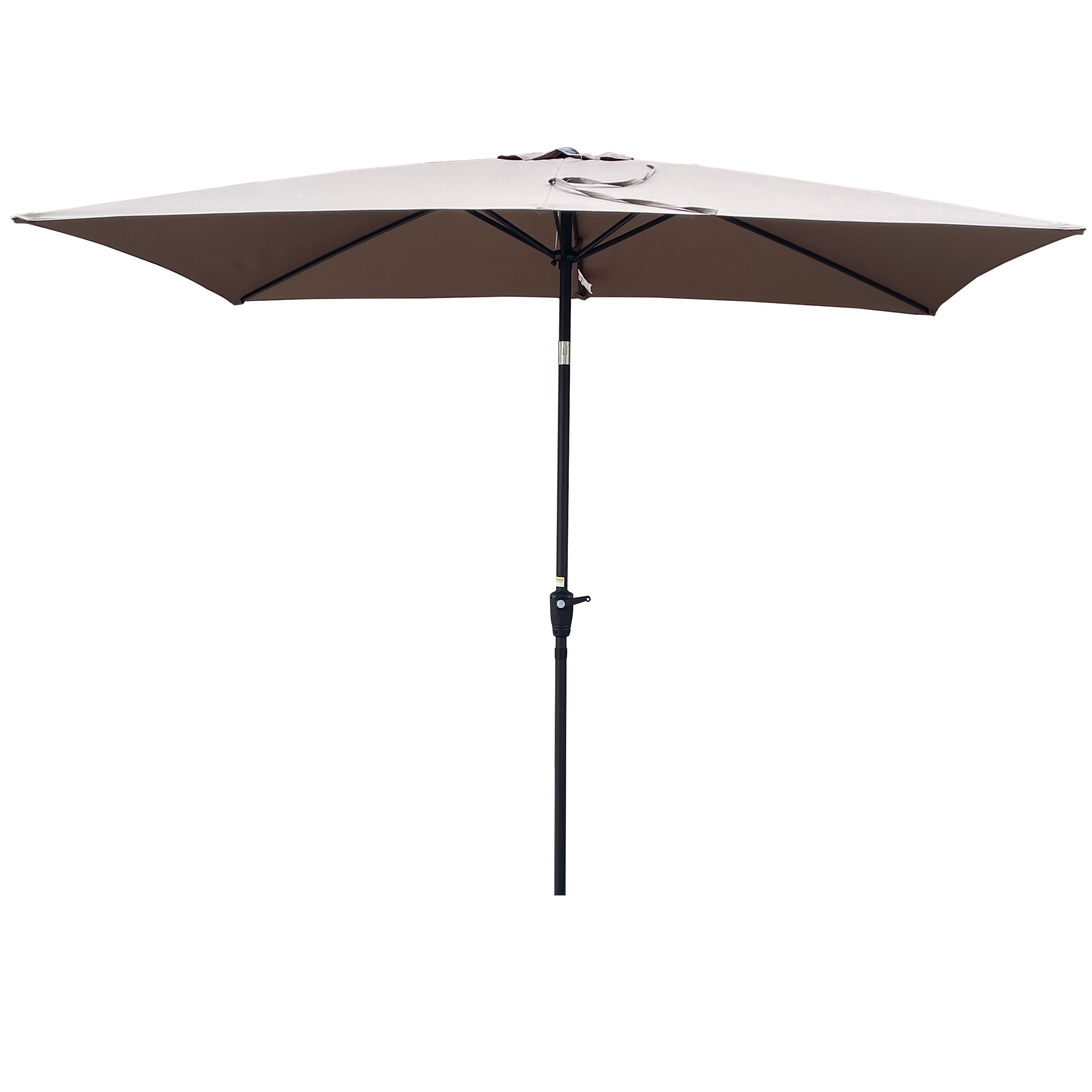 6x9 FT Outdoor Patio Sun Umbrella, Adjustable Tilt Waterproof Yard Shade Umbrella with Crank Design, Mushroom