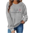 thumbnail image 2 of Craaazy Women's Round Neck Merry Christmas Printed Long Sleeve Tops Gifts, 2 of 8