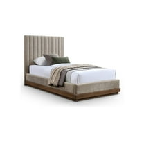 Meridian Furniture Emmet Beige Chenille Fabric Twin Bed
