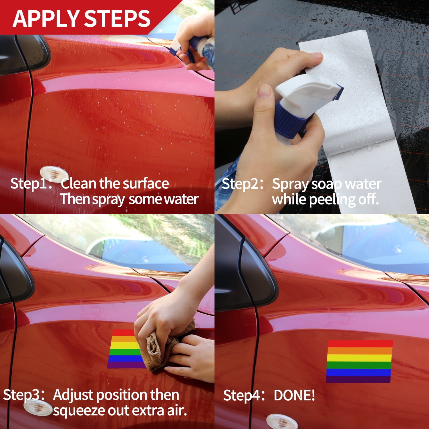 3 Pack 3 x 5 inch Car Sticker Support Gay Pride Lesbian Bisexual Transgender 3M Vinyl Window Bumper Tape Mosteck Reflective Stickers Rainbow Decal for Cars & Trucks 