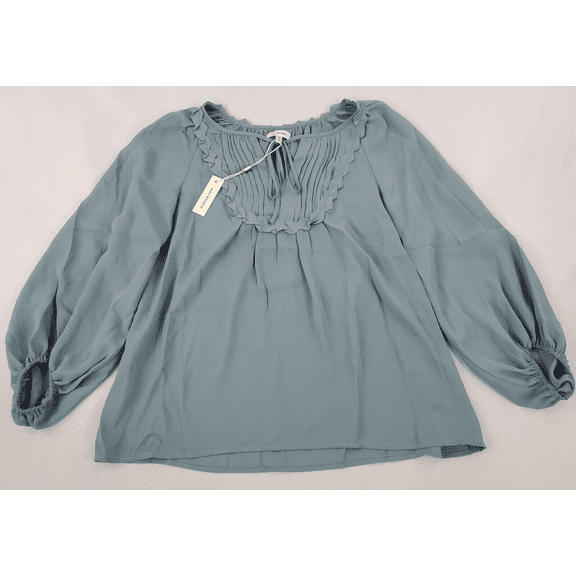 new MAX STUDIO women blouse top shirt 2705A70 MINRLBLU blue polyester XS $118