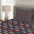 thumbnail image 2 of Ambesonne Happy Camper Quilted Coverlet 3 Pcs, Retro Colorful Vans, King Size, Multicolor, 2 of 4