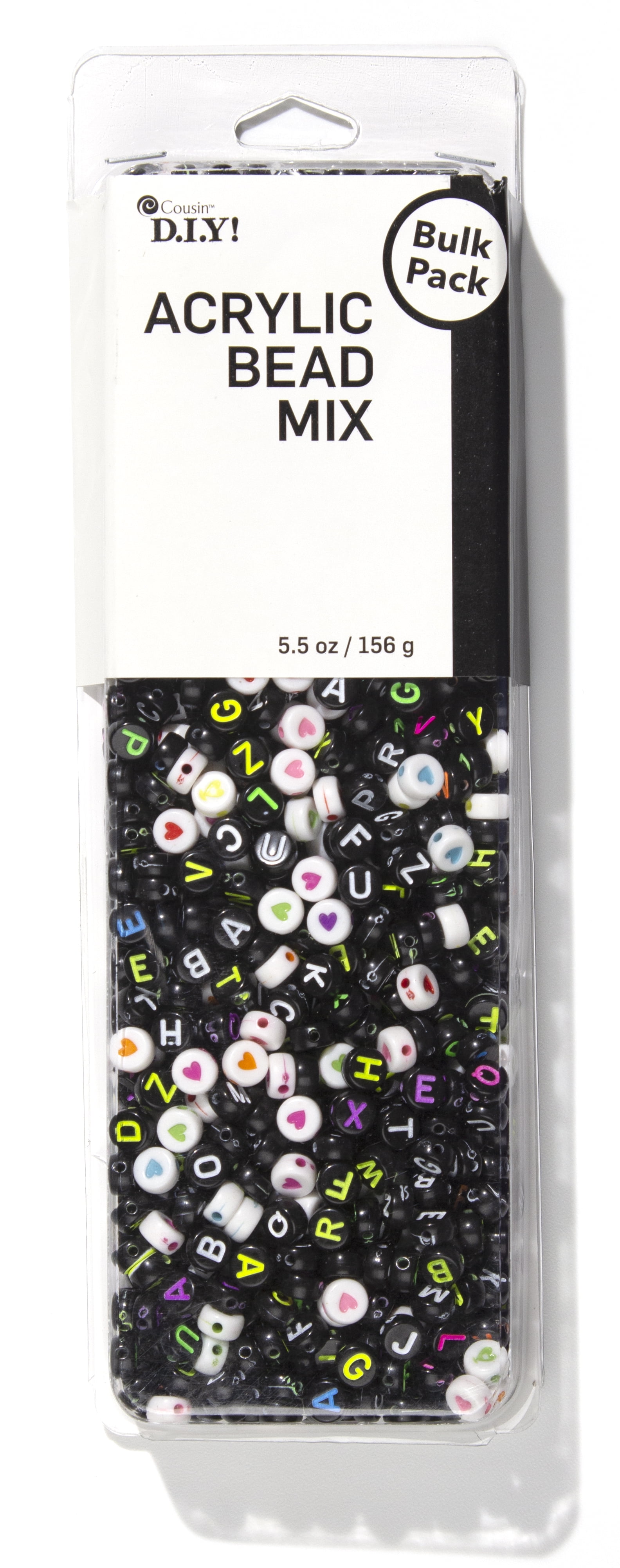 Cousin DIY Black Alphabet Acrylic Bead Mix, 5.5 oz, 950+ Pieces