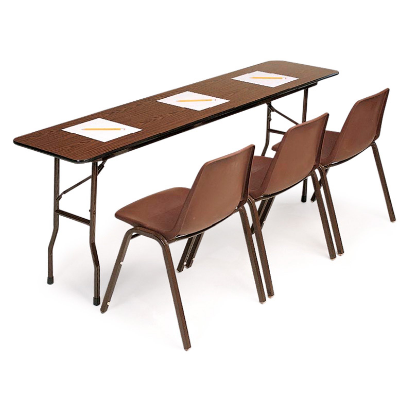 Correll Rectangle Melamine Seminar Folding Table Brown