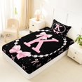 thumbnail image 3 of Manfei Cartoon Bow Letter K Monogrammed Twin Sheet Sets 3pcs for Girls Teens,Princess Alphabet Pearl Bow Print Bedding for Kids,Super Cozy Room Decor, 3 of 4