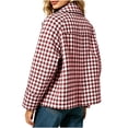 thumbnail image 6 of cfhntfmh Women Plaid Coat Casual Button down Jacket Long Sleeve Loose Outerwear Collared Fall Fashion Outfits, 6 of 7