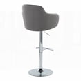thumbnail image 3 of Contemporary Grey Faux Leather Barstools Set of 2 with Chrome Metal and Rounded T Footrest by LumiSource, 3 of 5