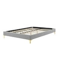 thumbnail image 3 of Platform Bed Frame, Twin Size, Velvet, Light Grey Gray, Modern Contemporary Urban Design, Bedroom Master Guest Suite, 3 of 7