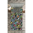 thumbnail image 3 of Ambesonne Cars Quilted Bedspread Set 2 Pcs, Detailed Vibrant Car Park, Twin Size, Multicolor, 3 of 3