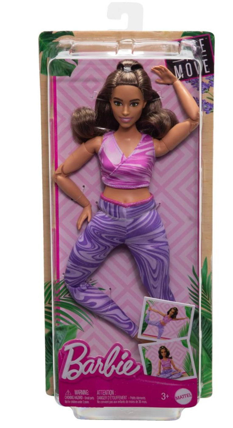 Barbie Made to Move Poseable Dolls with Curvy Body Toy, Box