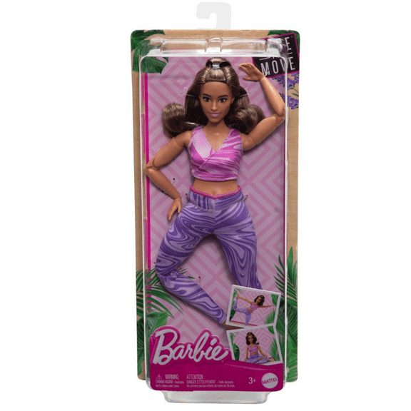 Barbie Made to Move Poseable Dolls with Curvy Body Toy, Box