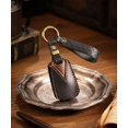 thumbnail image 4 of Key Fob Cover Compatible with Chevrolet Equinox Camaro Cruze Malibu Impala Spark Trax Sonic Buick Lacrosse Encore Verano Regal Terrain Acadia Cowhide 5 Button Keychain Case Holder Protector,Black, 4 of 9