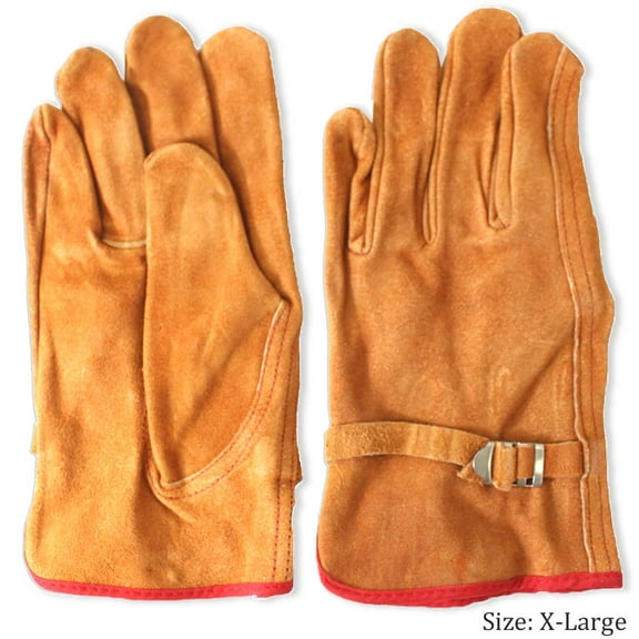 ToolUSA Men's XLarge Brown Split Leather Driver's Gloves | Unlined & Adjustable Pull Strap | Pack of 2 Pairs | Durable Work Gloves for Professional & DIY Use