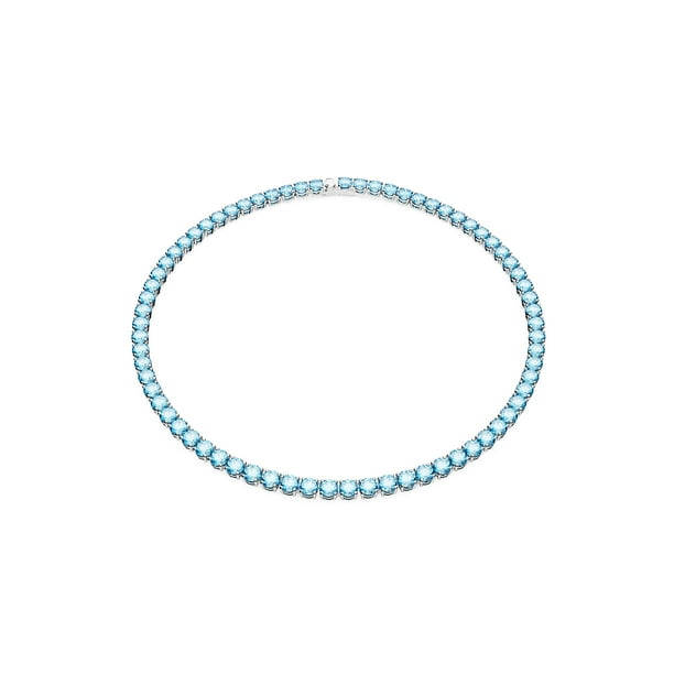 Collar Swarovski Matrix Tennis con cristales de color azul brillante rodio