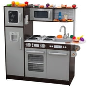 KidKraft Uptown Wooden 30-Piece Play Kitchen for Kids, Black and Silver