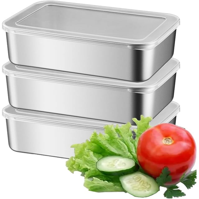 Contenedores para Alimentos, Caja de Almacenamiento de Alimentos de Acero Inoxidable, Organización y Almacenamiento de Cocina