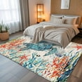 thumbnail image 5 of 6x9 Area Rugs, Sea Turtle Coastal Non-Skid Rubber Backing Large Rectangle Rugs - Living Room Bedroom Home Office, Vintage Beach Coral Starfish Nautical Indoor Floor Mat Carpets Washable Rug, 5 of 9