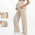 thumbnail image 4 of Teyfeniy Maternity Pants for Women Stretchy Pregnancy Trousers Comfy Straight Leg Yoga Pajama Pants with Pockets Over the Belly Supporting Lifting Soft Pants, 4 of 7