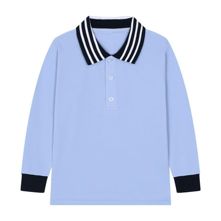 

long sleeve shirts for boys Long Sleeve Casual Solid Color Shirt Button Closure Fashion Comfortable & Soft Fabric 3-4 Years A-Light Blue girl clothes