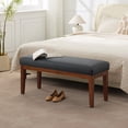 thumbnail image 3 of 43'' Upholstered Faux Leather Bench, Modern Accent Ottoman Bench for Bedroom, Living Room, Dinning Room, Hallway, Black, 3 of 8