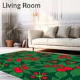 thumbnail image 2 of ODIKA 3'x5' Machine Washable Non-Slip Area Rug, Traditional Holly Berry Wreath with Seasonal Foliage High Traffic Rug, Red, 731630, 2 of 5