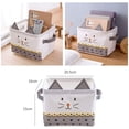 thumbnail image 3 of Juego de 2 cestas de almacenamiento plegables de lino y algodón, pequeñas cajas de almacenamiento impermeables para organizar juguetes, accesorios de maquillaje, lindo gato, rosa y gris, 3 of 5