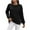 Black (New Upgrade), variant on Women's Crew Neck Long Sleeve Sweatshirt Side Snap Split Tops Casual Loose Pullover Blouse White S